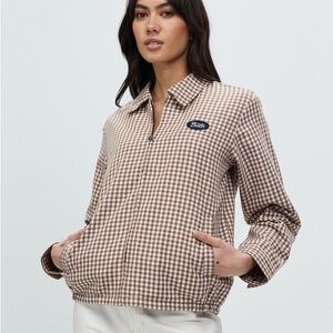 NWT Brixton Utopia Jacket Brown Gingham Size Medium